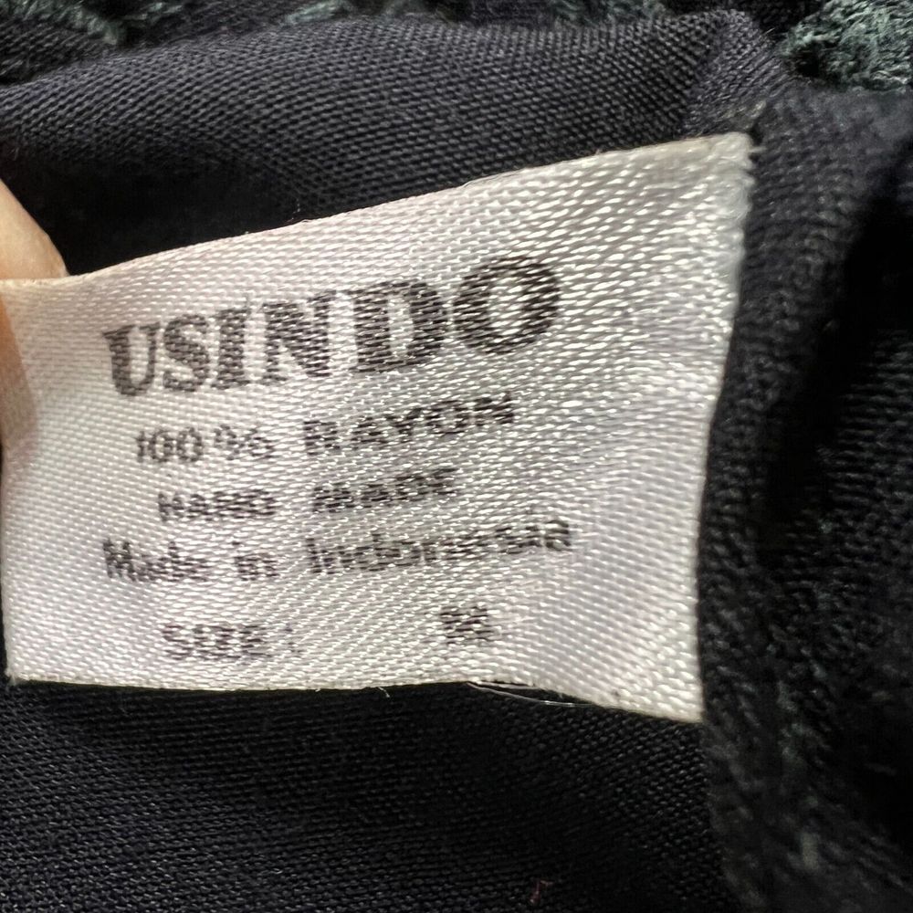 USINDO 100% Rayon Black Hand Made Embroderiod Neck Line Midi Skirt Size‎ Medium - Picture 3 of 9